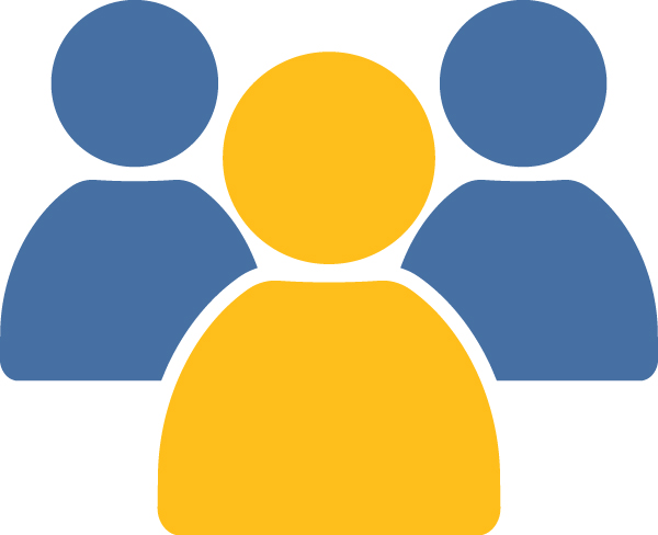 Icon with three shapes of people